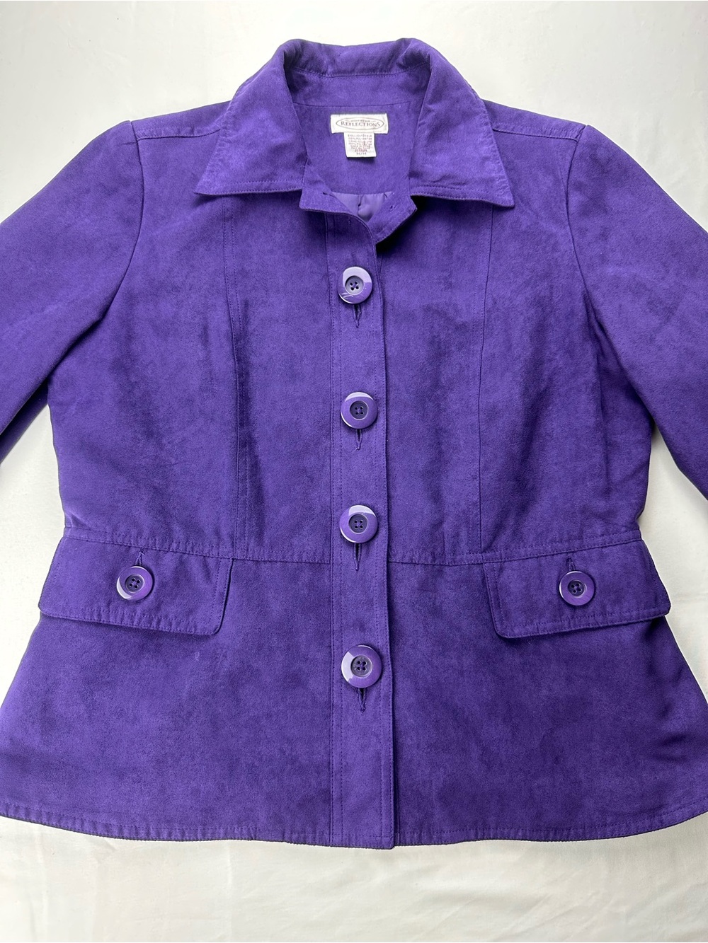 Northern Reflections Faux Suede Coat Jacket Grandma Shacket Vintage Vegan M